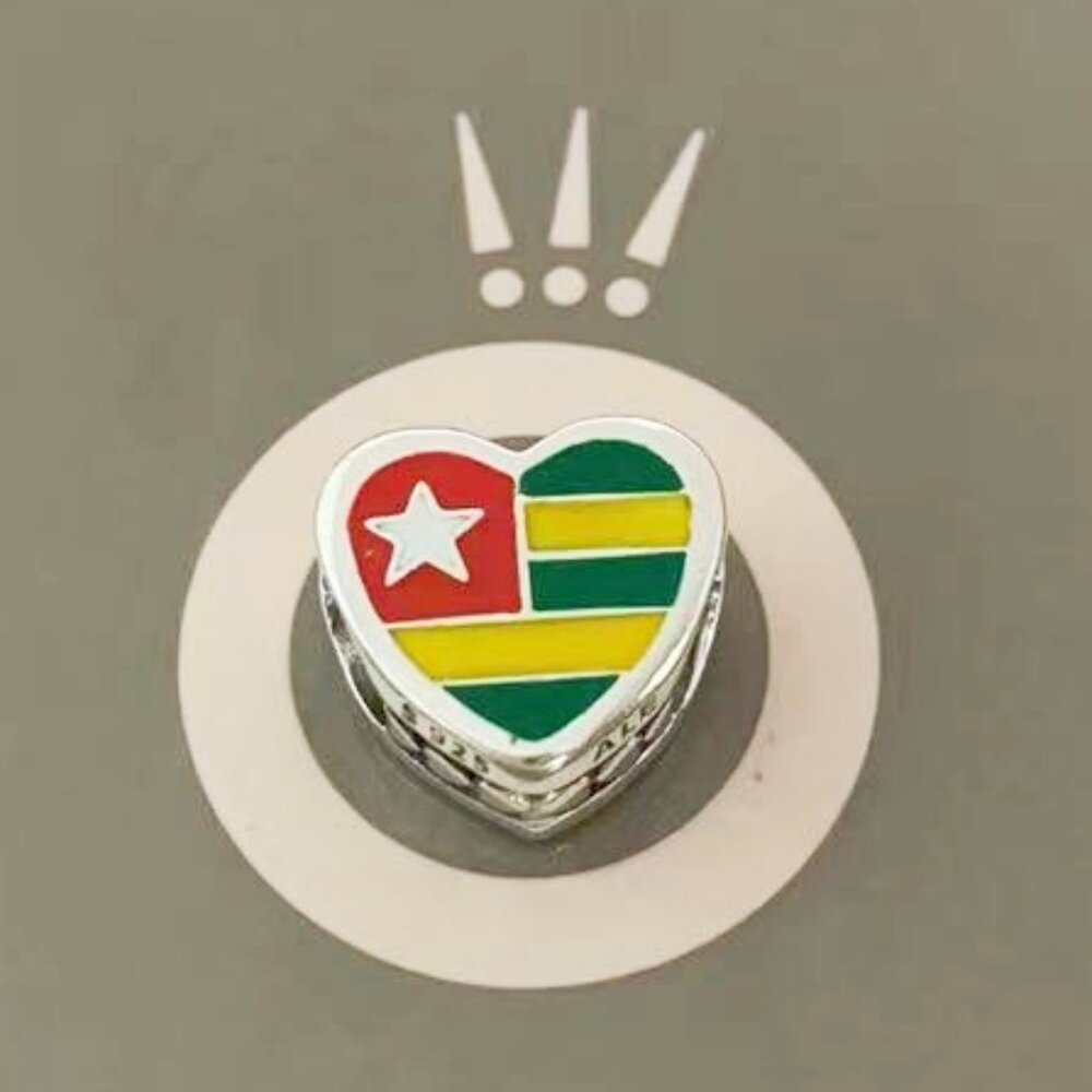 Pandora TOGO Flag Heart Charm Travel Charm